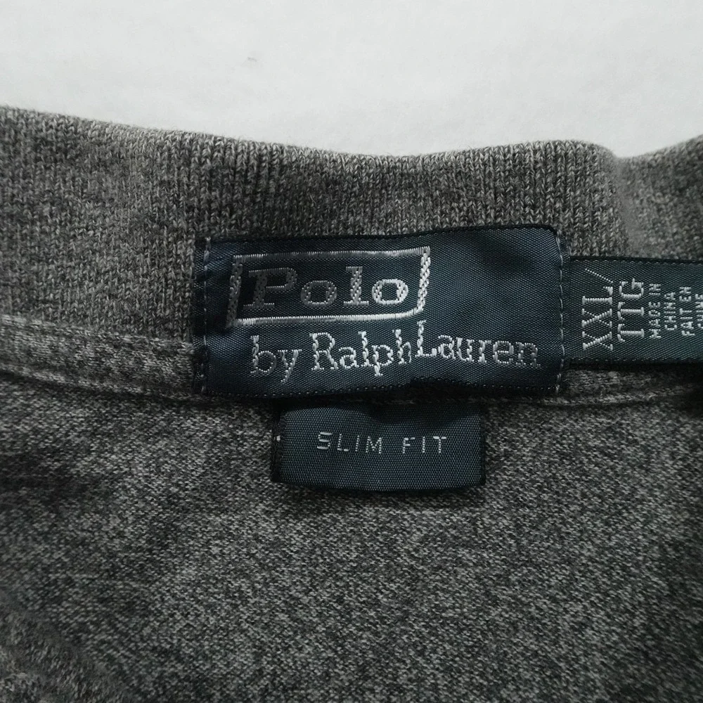 Polo Ralph Lauren Polo Shirt Mens XXL Gray Slim Fit Pony Casual Classic Preppy